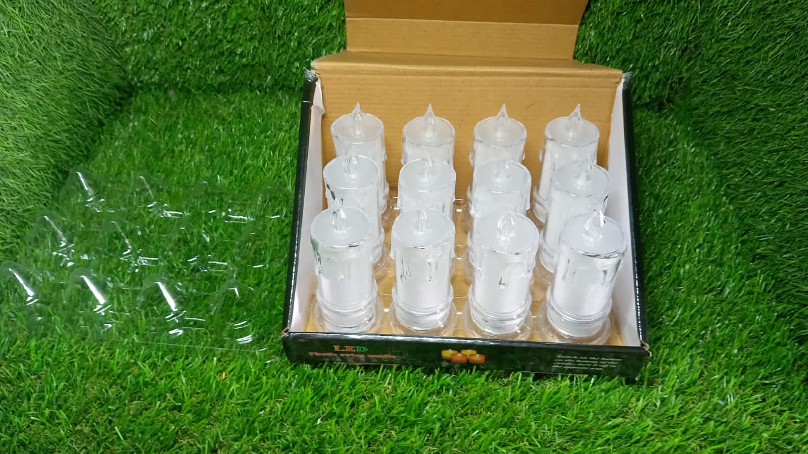 Set of large flameless candles with a melted effect. Set of large flameless candles with a melted effect.